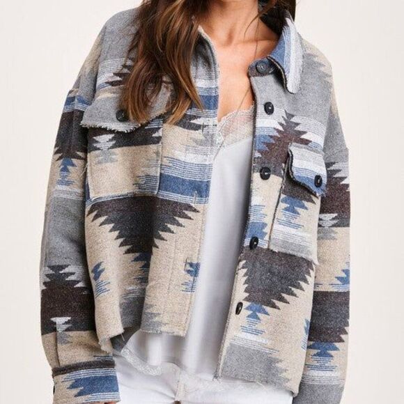 Aztec Print Retro Tribal Jacket Women's Size Small Button Down Boho - Picture 2 of 11